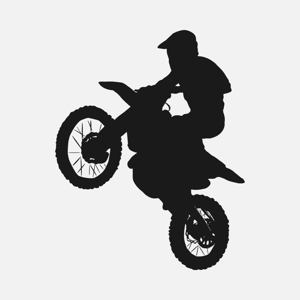 motorcross rijder silhouet. concept van sport, springen, racen, motorfiets. hand- getrokken vector illustratie.