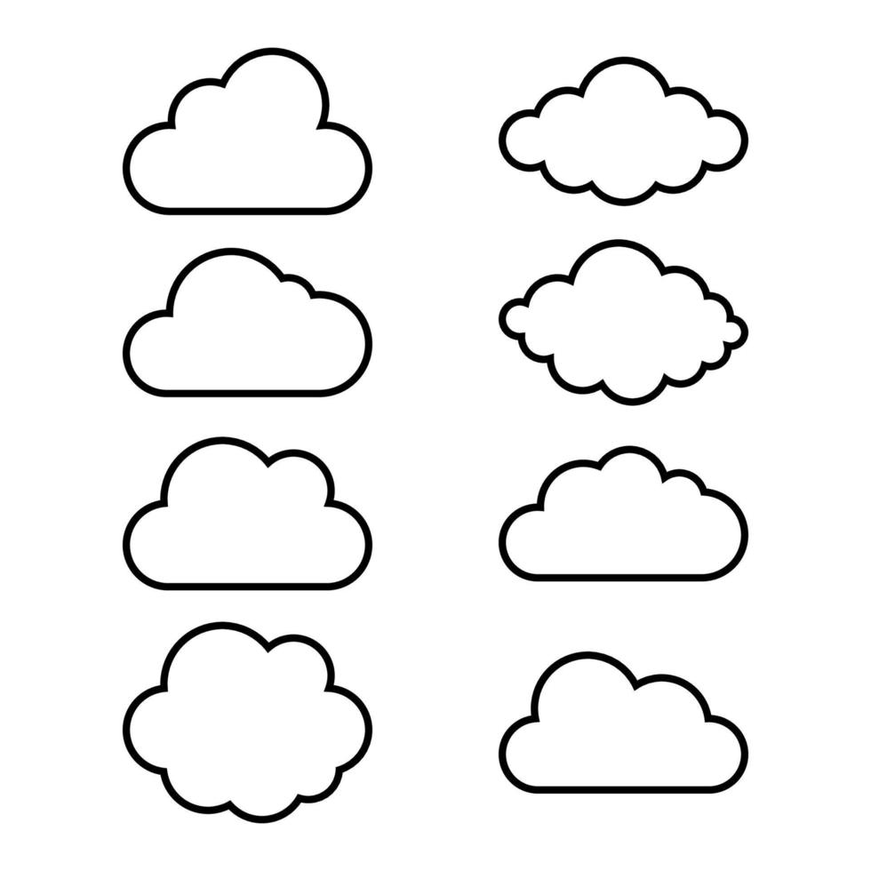 reeks van lijn stijl wolken vector