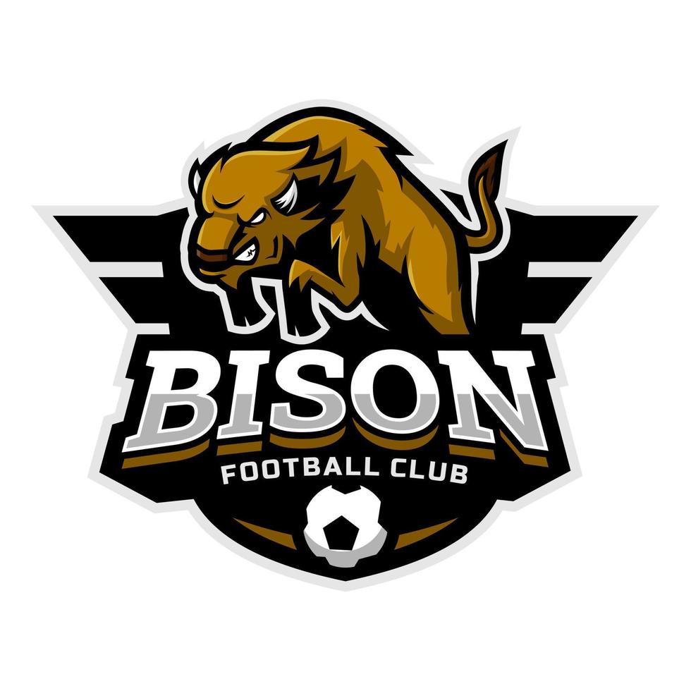 bizon mascotte voor een Amerikaans voetbal team logo. school, college of liga. vector illustratie.