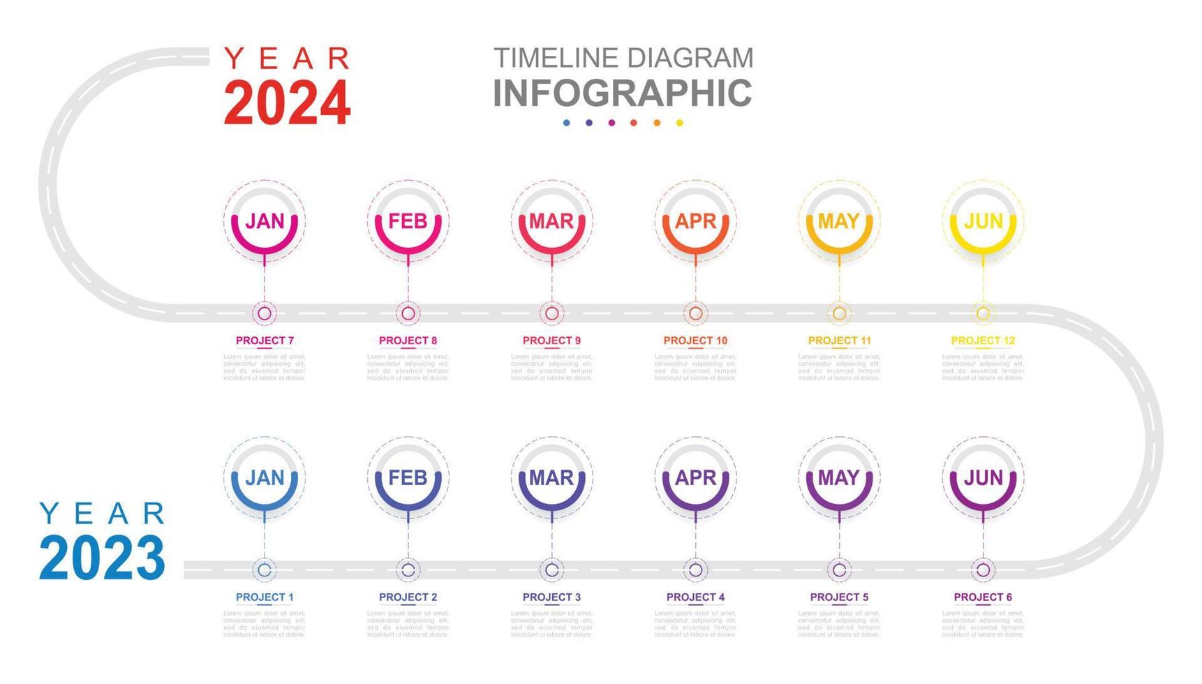 infographic bedrijf sjabloon. 12 maanden modern tijdlijn diagram kalender. concept presentatie. vector