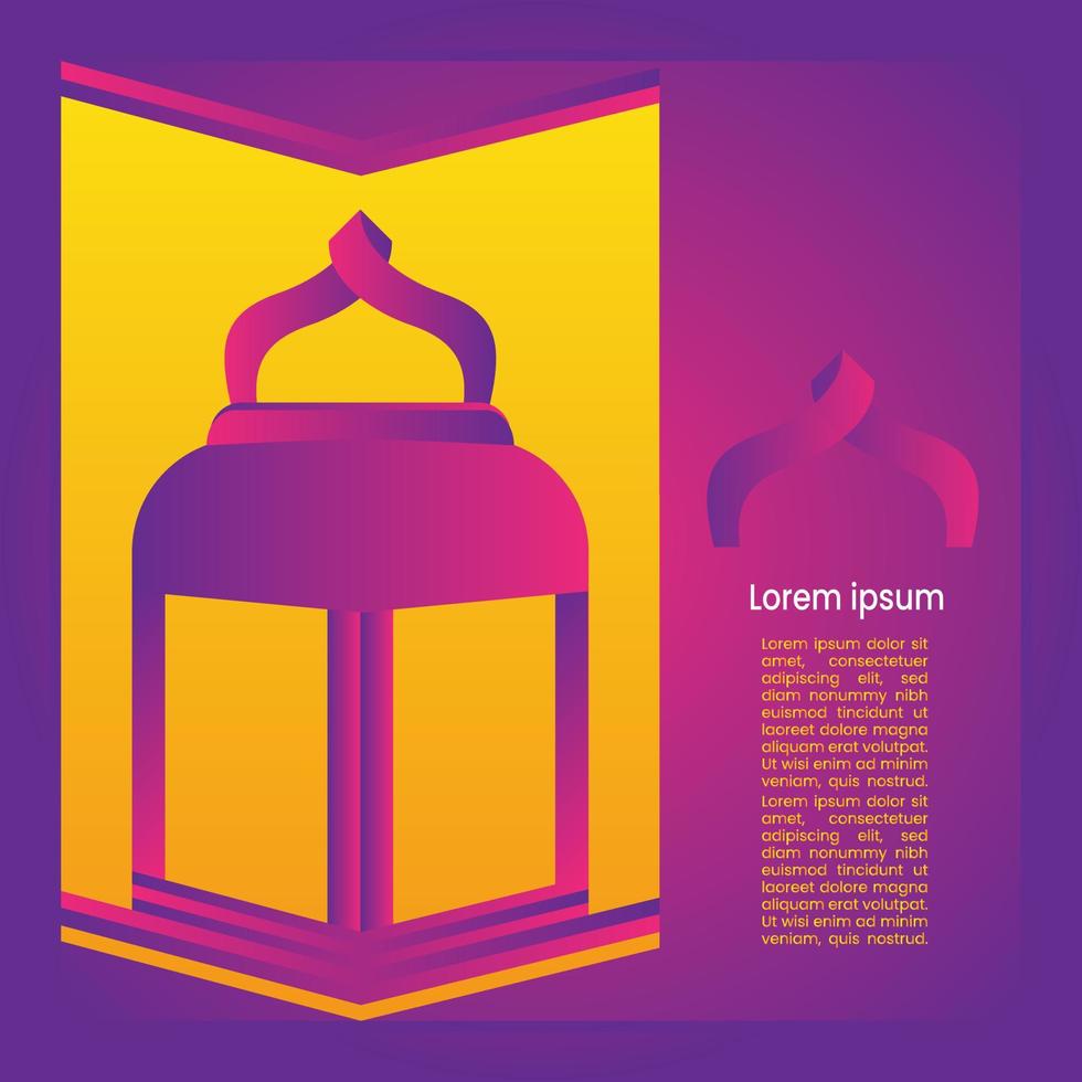 sjabloon Islamitisch eid mubarak posters met geel en paars achtergrond. vector illustratie. plaats voor tekst. eps 10.