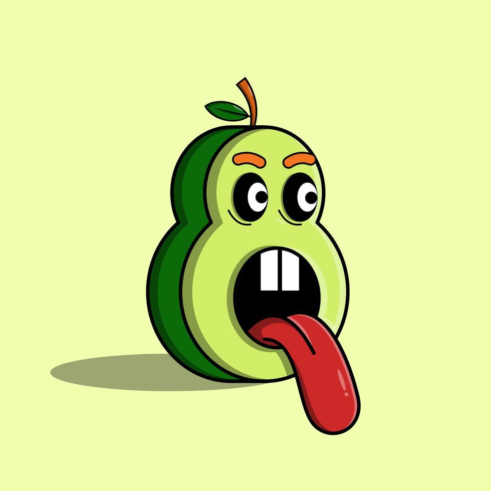 verrast avocado illustratie vector tekenfilm