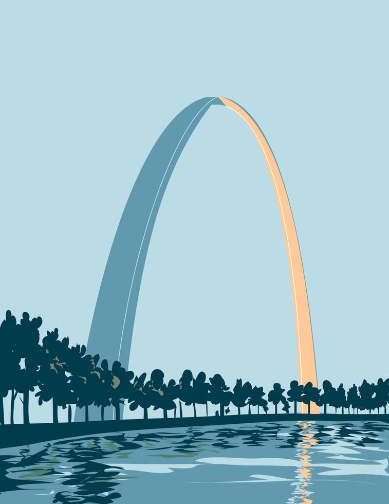 poort boog nationaal park in st louis Missouri wpa poster kunst vector