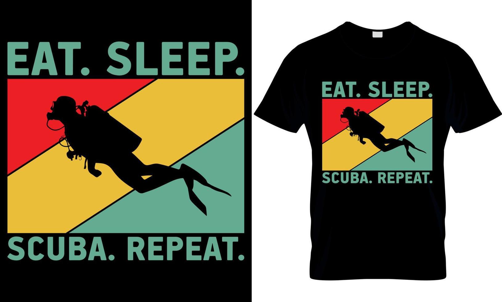 scuba duiken typografie t-shirt ontwerp met bewerkbare vector grafisch. eten slaap scuba herhalen.