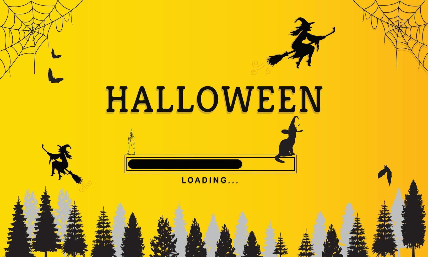 halloween bezig met laden scherm illustratie en poster vector