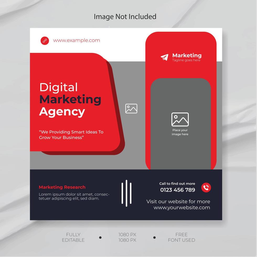 digitaal afzet agentschap instagram post en zakelijke sociaal media banier sjabloon. rood en wit sociaal media post banier sjabloon. vector