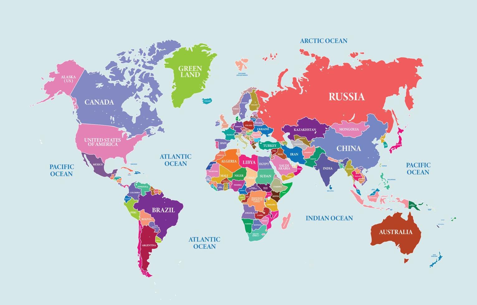 wereld kaart met land naam achtergrond vector