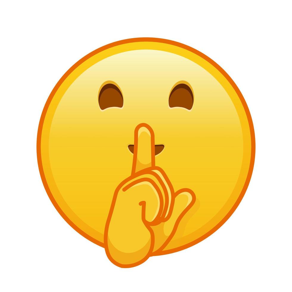 gezicht met inhoudsopgave vinger Bij lippen groot grootte van geel emoji glimlach vector