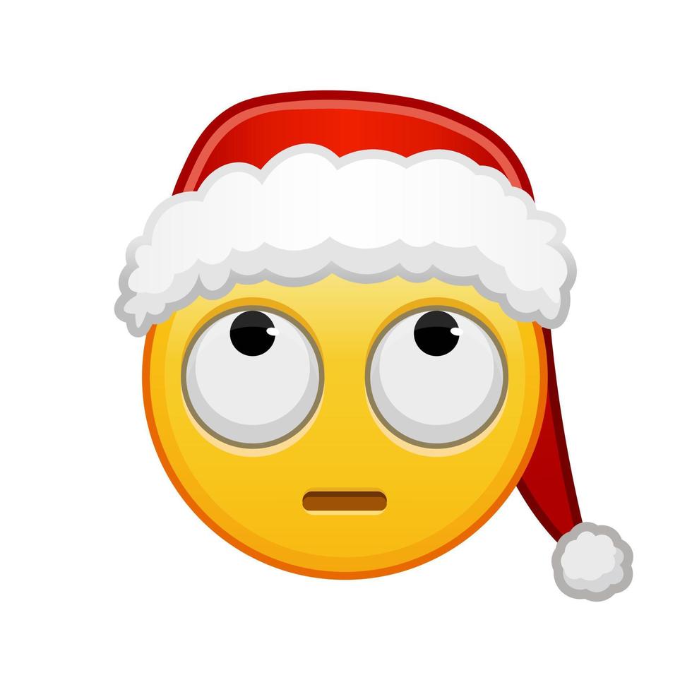 Kerstmis gezicht met rollend ogen groot grootte van geel emoji glimlach vector