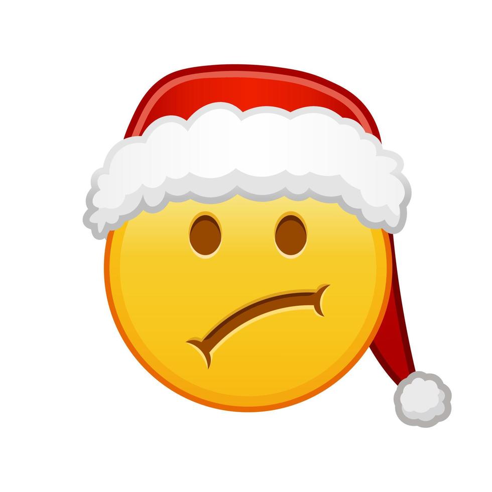 Kerstmis verdrietig gezicht groot grootte van geel emoji glimlach vector