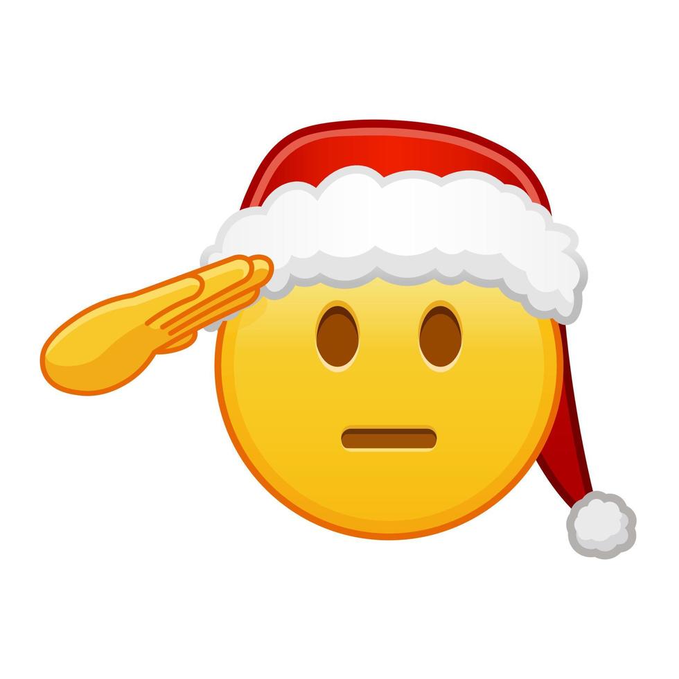 Kerstmis emoji met hand- Aan gezicht groot grootte van geel emoji glimlach vector