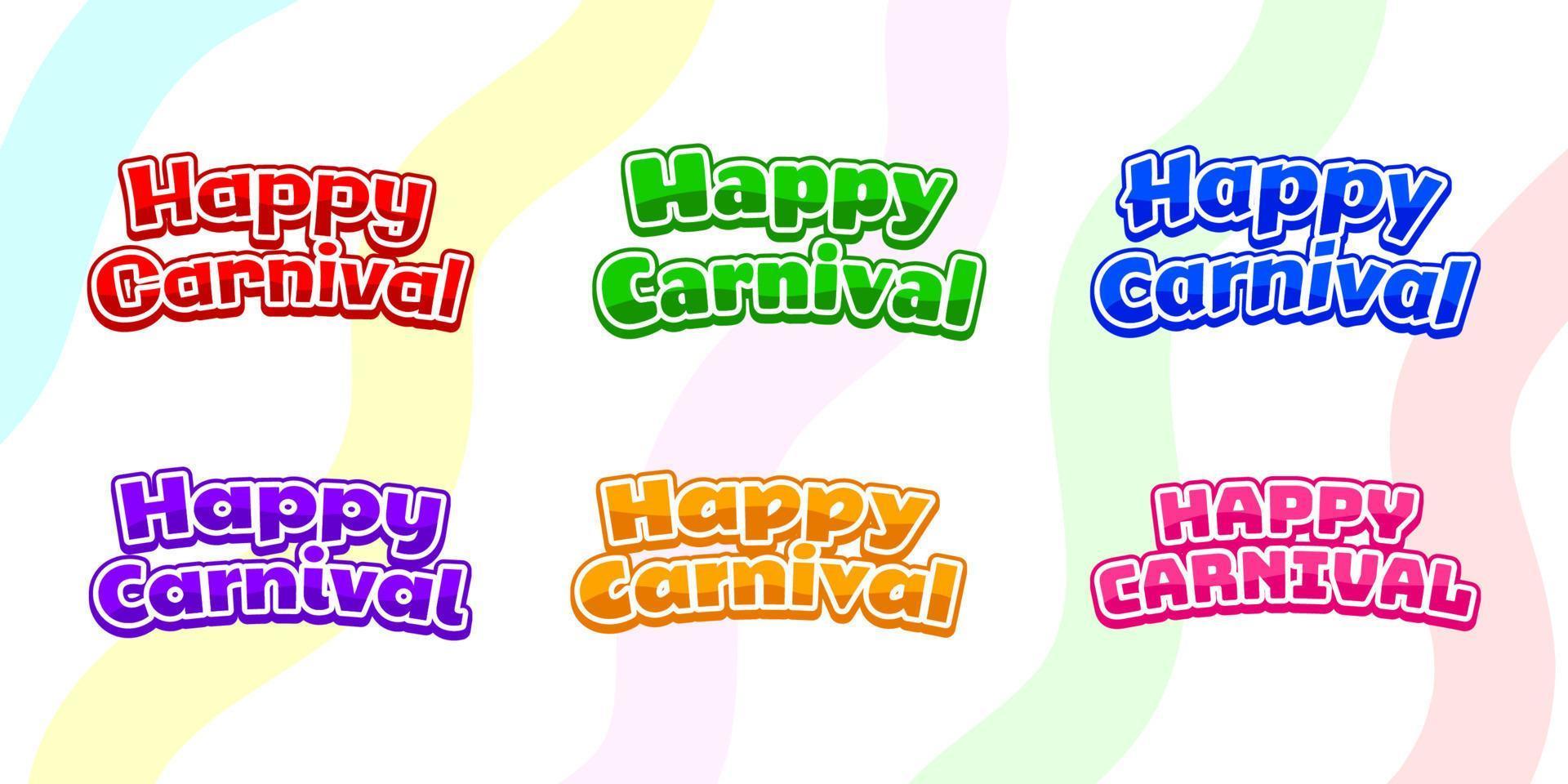 kleurrijk gelukkig carnaval tekst effect sjabloon vector
