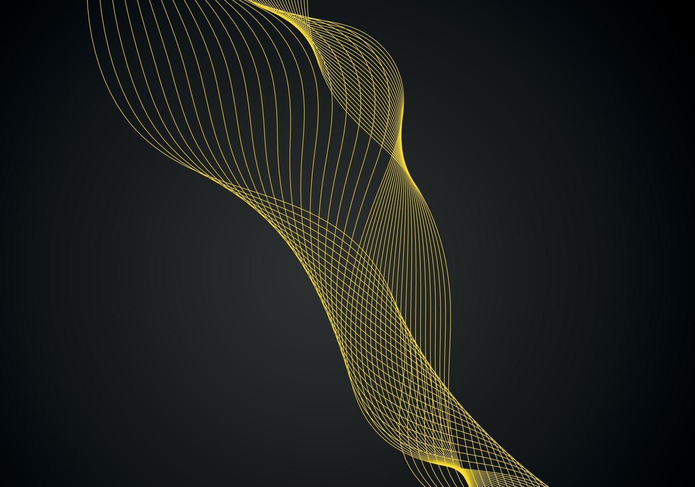 abstract achtergrond, futuristische geel golvend illustratie in zwart achtergrond vector