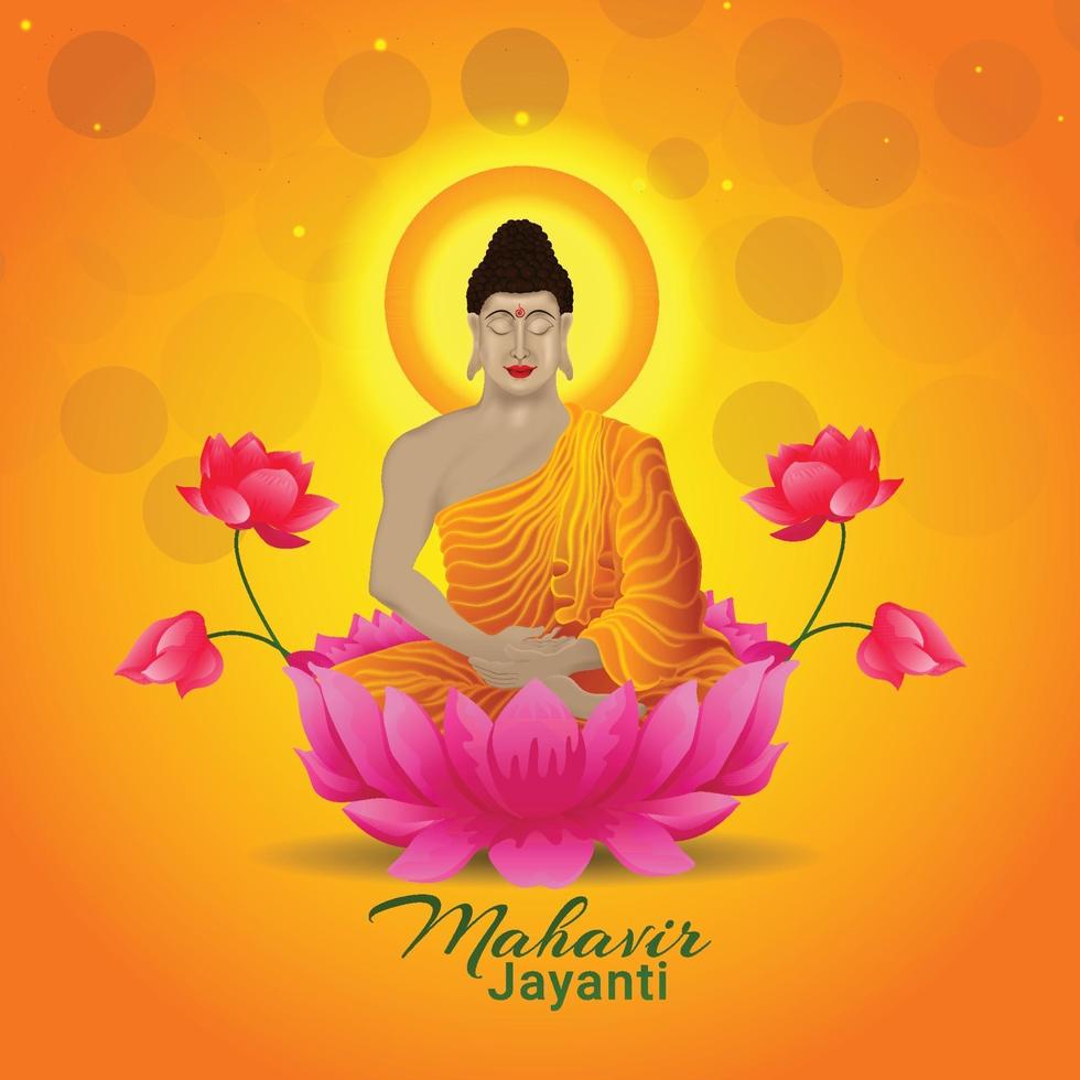 creatieve illustratie van boeddha voor mahavir jayanti vector