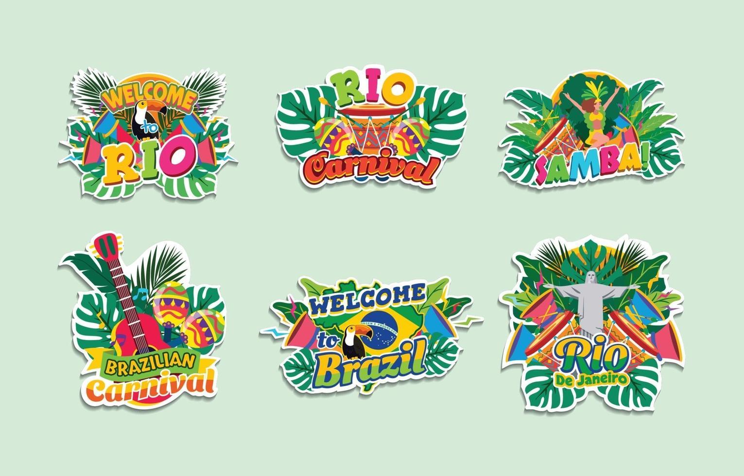 brazilië rio de janeiro carnaval stickers vector