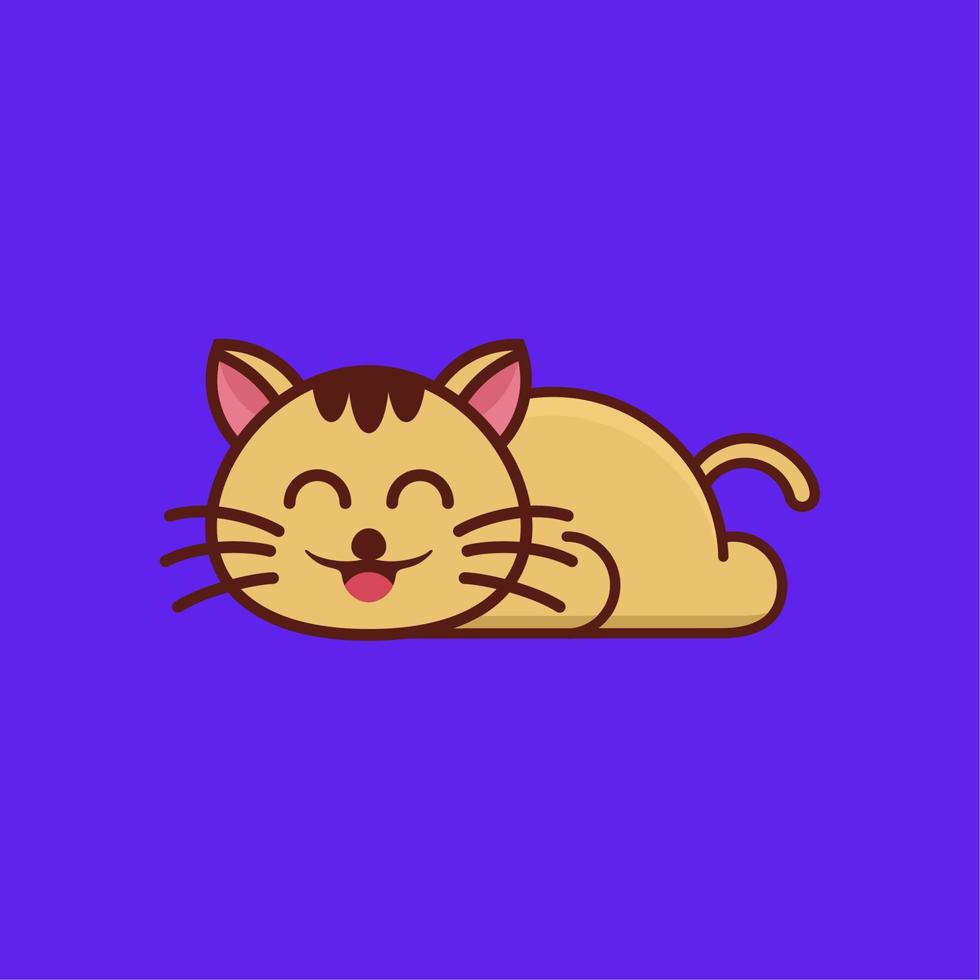 schattig kat slapen logo ontwerp vector