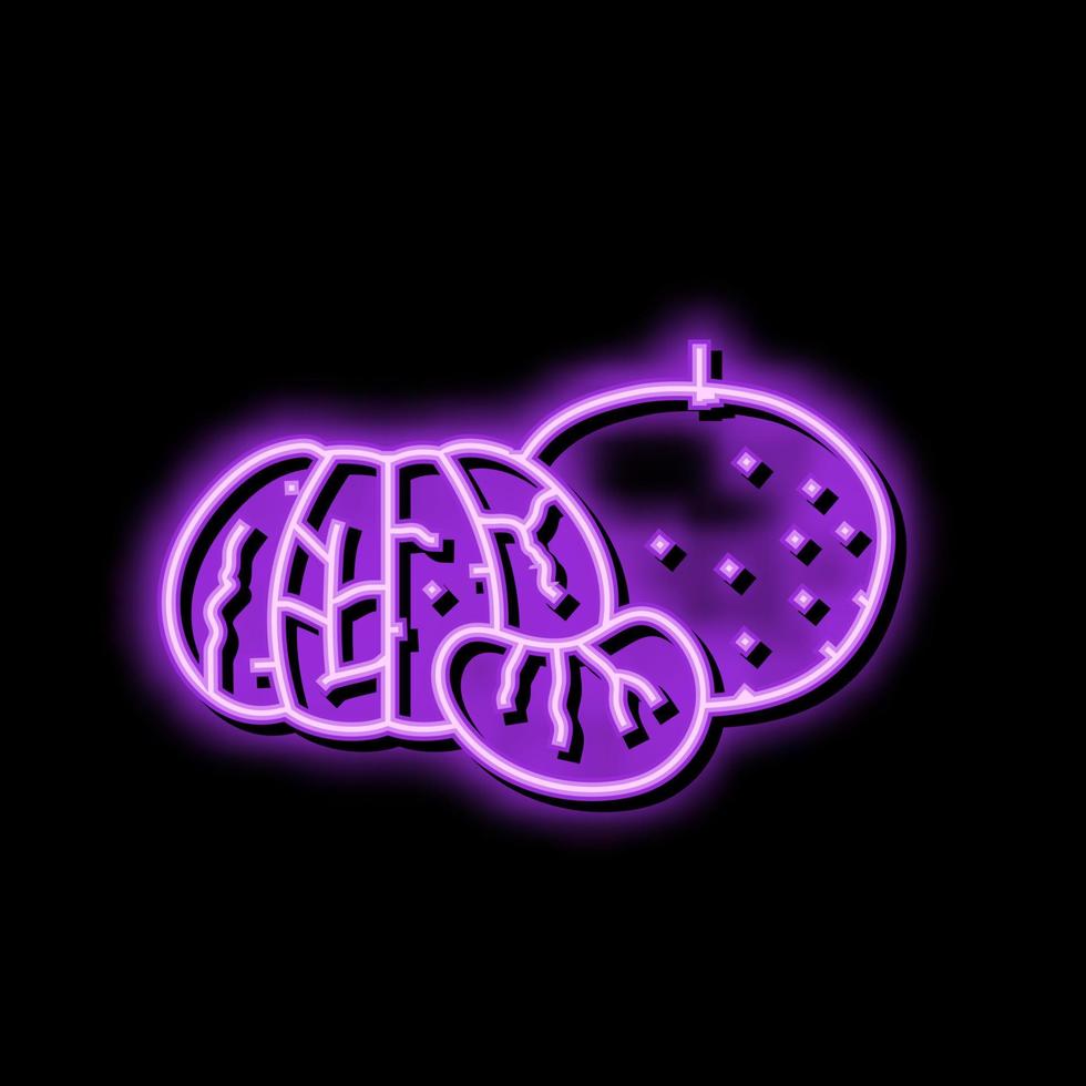geschild mandarijn- Pel neon gloed icoon illustratie vector