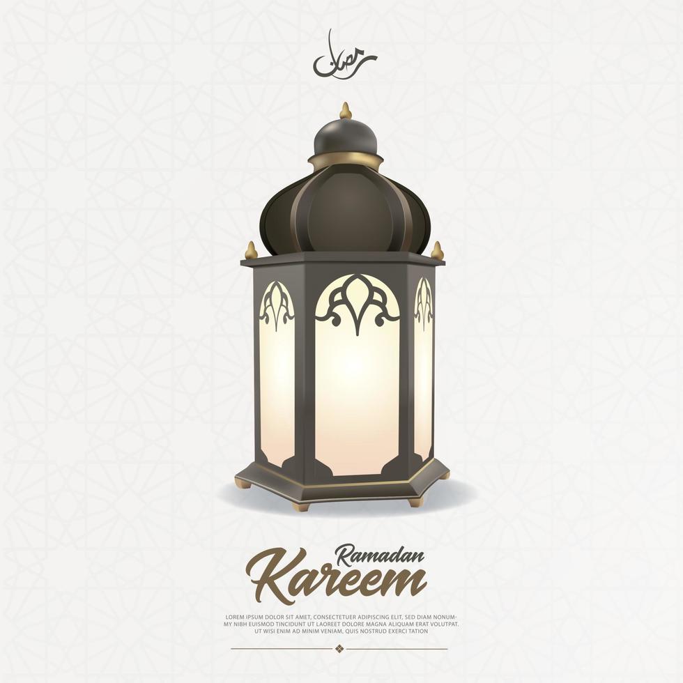 Ramadan kareem Arabisch schoonschrift groet ontwerp Islamitisch met klassiek patroon en lantaarn vector