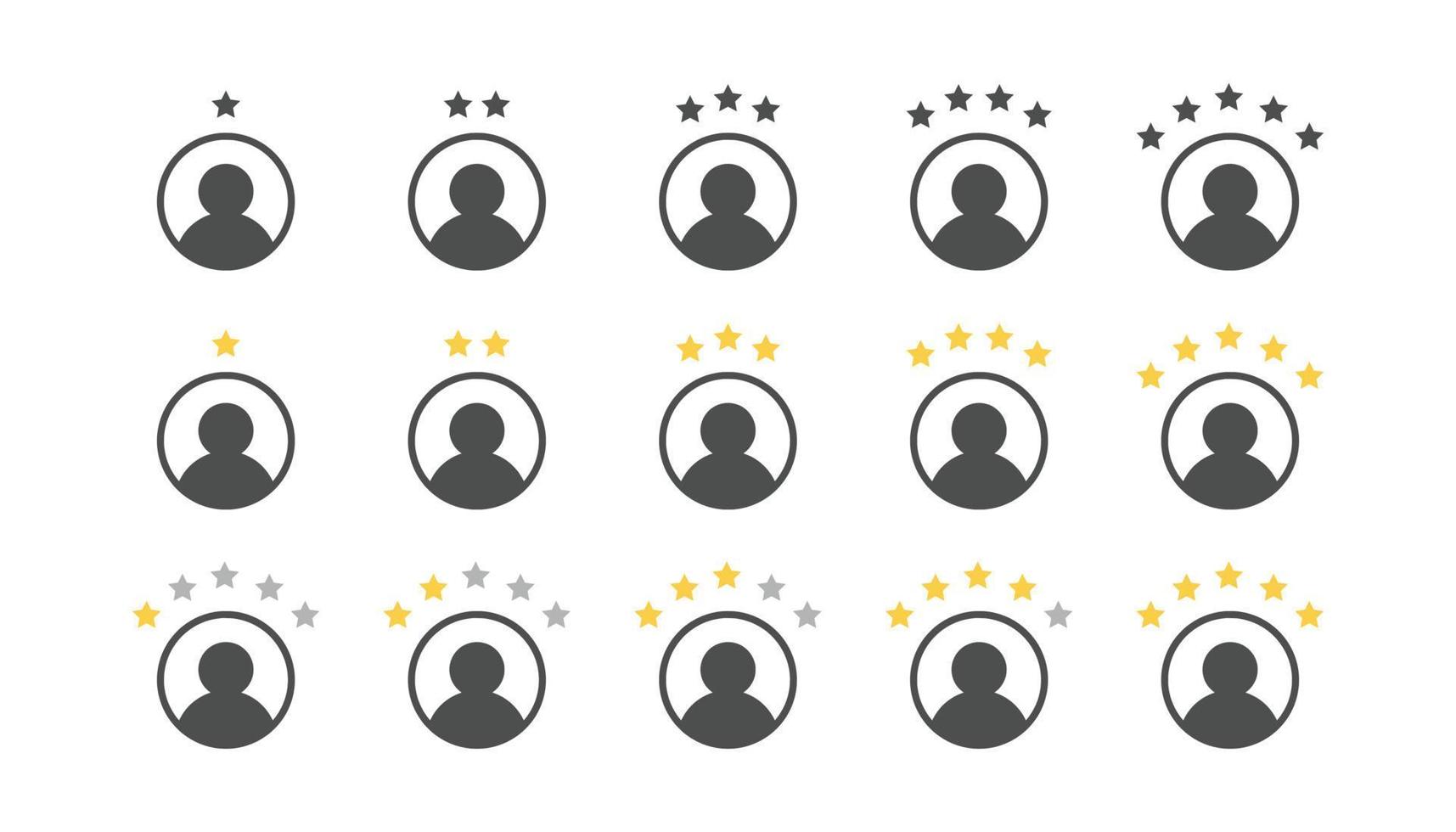 klant ervaring icoon. 1 naar 5 ster tevredenheid beoordeling icoon vector symbool teken