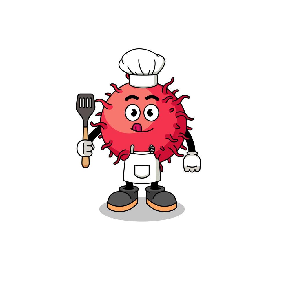 mascotte illustratie van ramboetan fruit chef vector