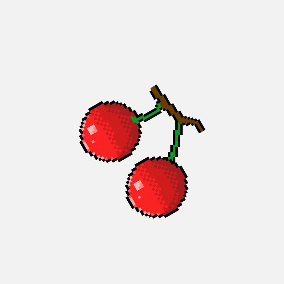 kers fruit in pixel kunst stijl vector