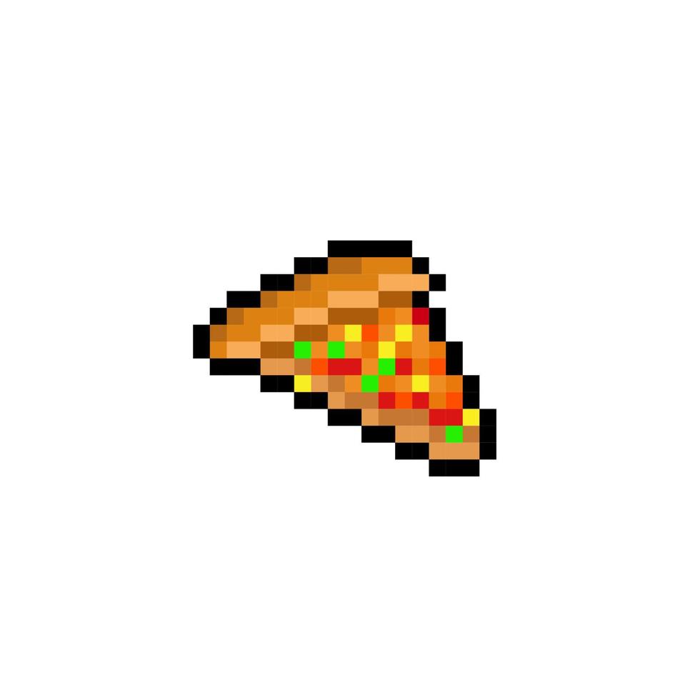 stuk van pizza in pixel kunst stijl vector
