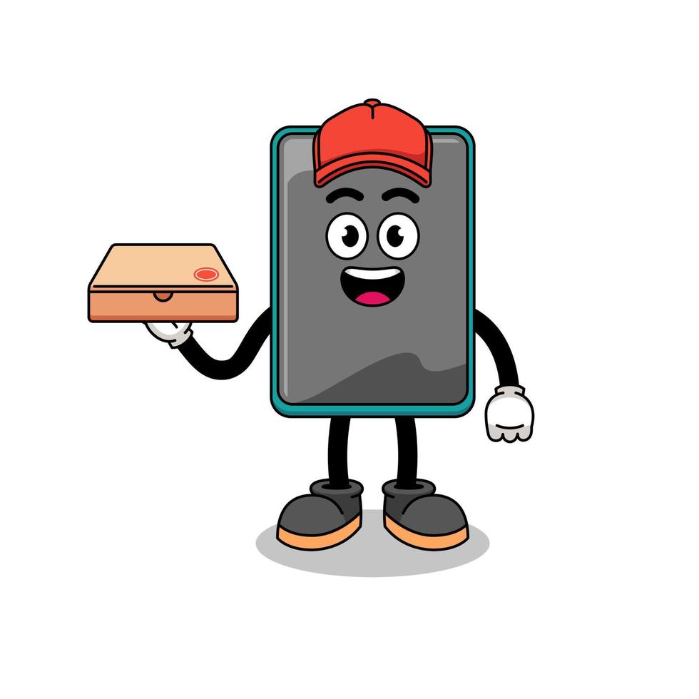 smartphone illustratie net zo een pizza postbode vector