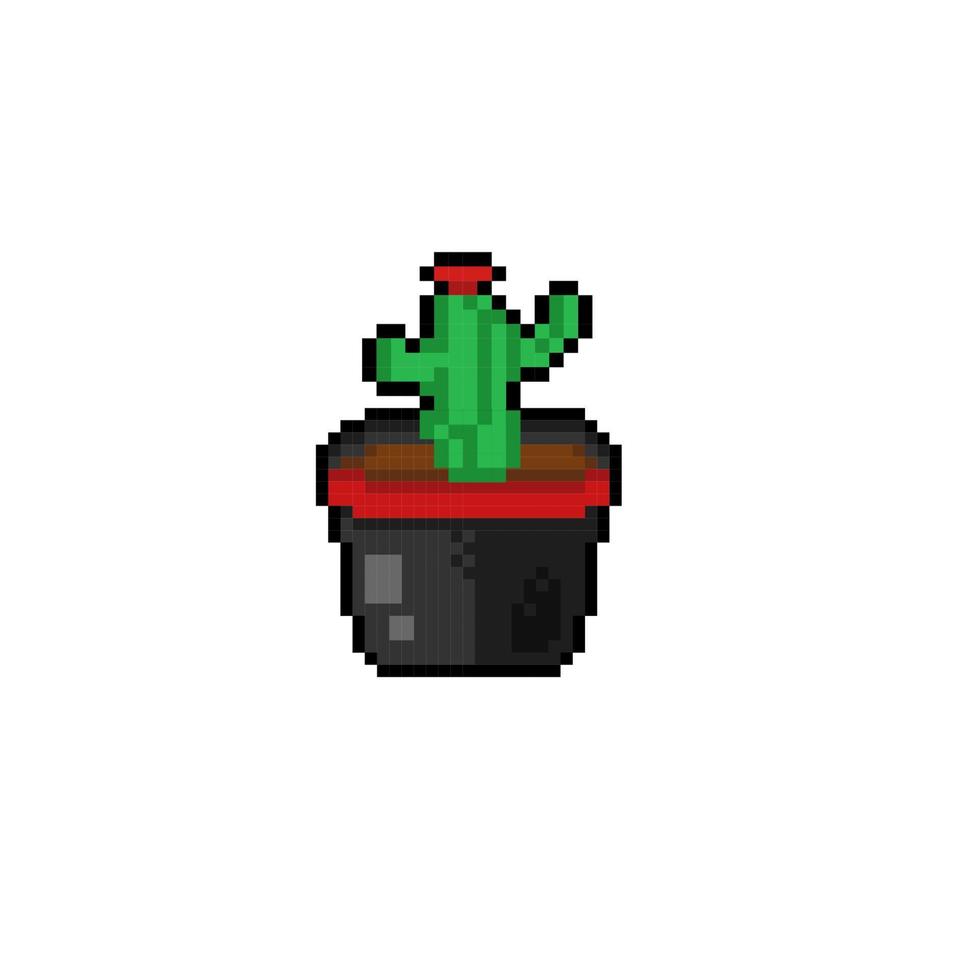 cactus boom in de pot met pixel kunst stijl vector