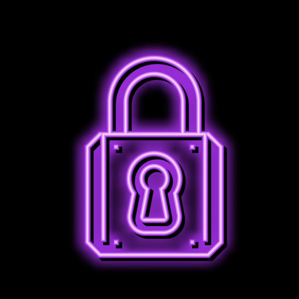 sleutelgat hangslot neon gloed icoon illustratie vector