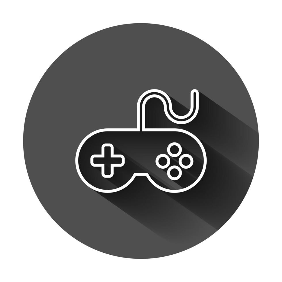 bedieningshendel teken icoon in vlak stijl. gamepad vector illustratie Aan zwart ronde achtergrond met lang schaduw. gaming troosten controleur bedrijf concept.