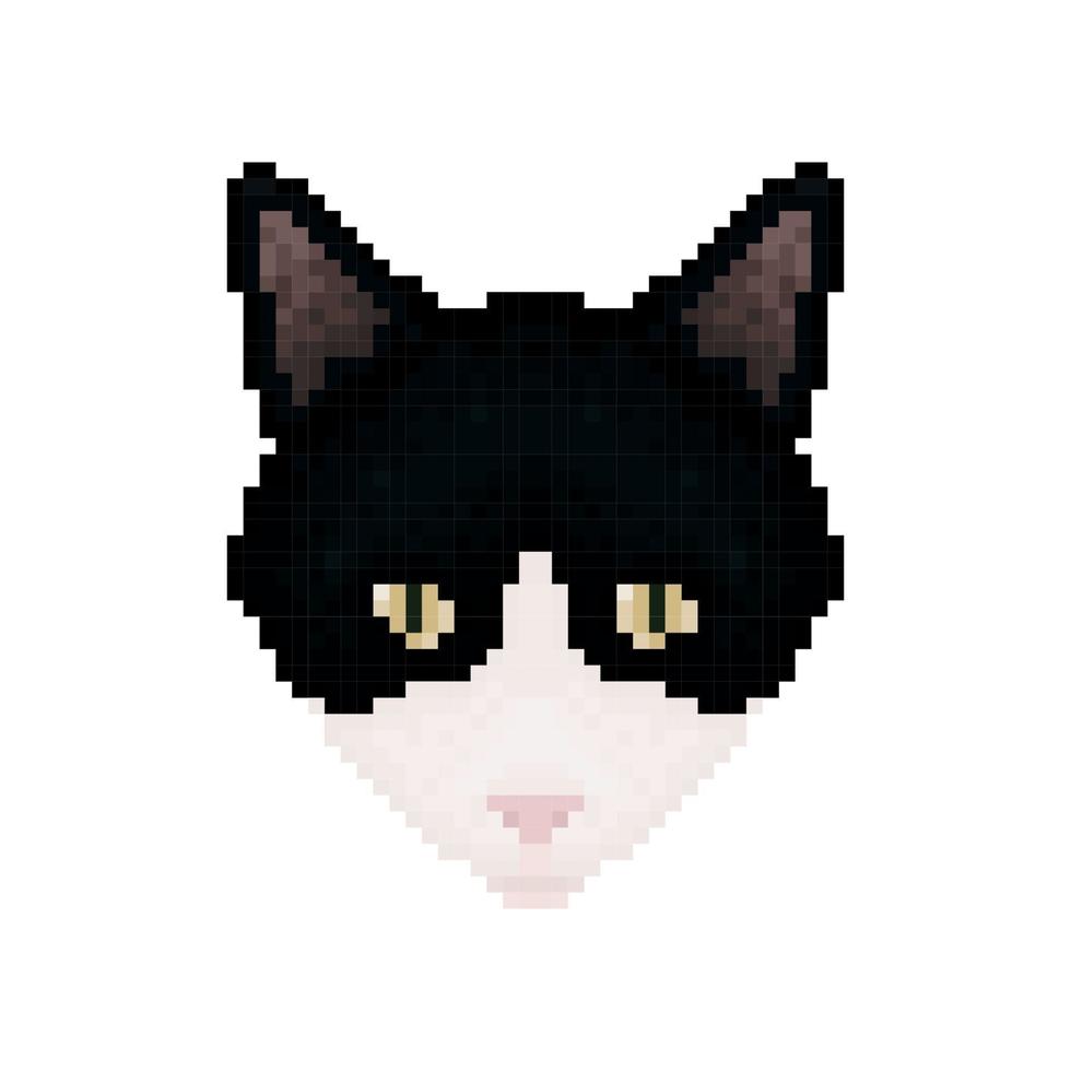 kat hoofd. pixel kunst. huisdier. vector illustratie.