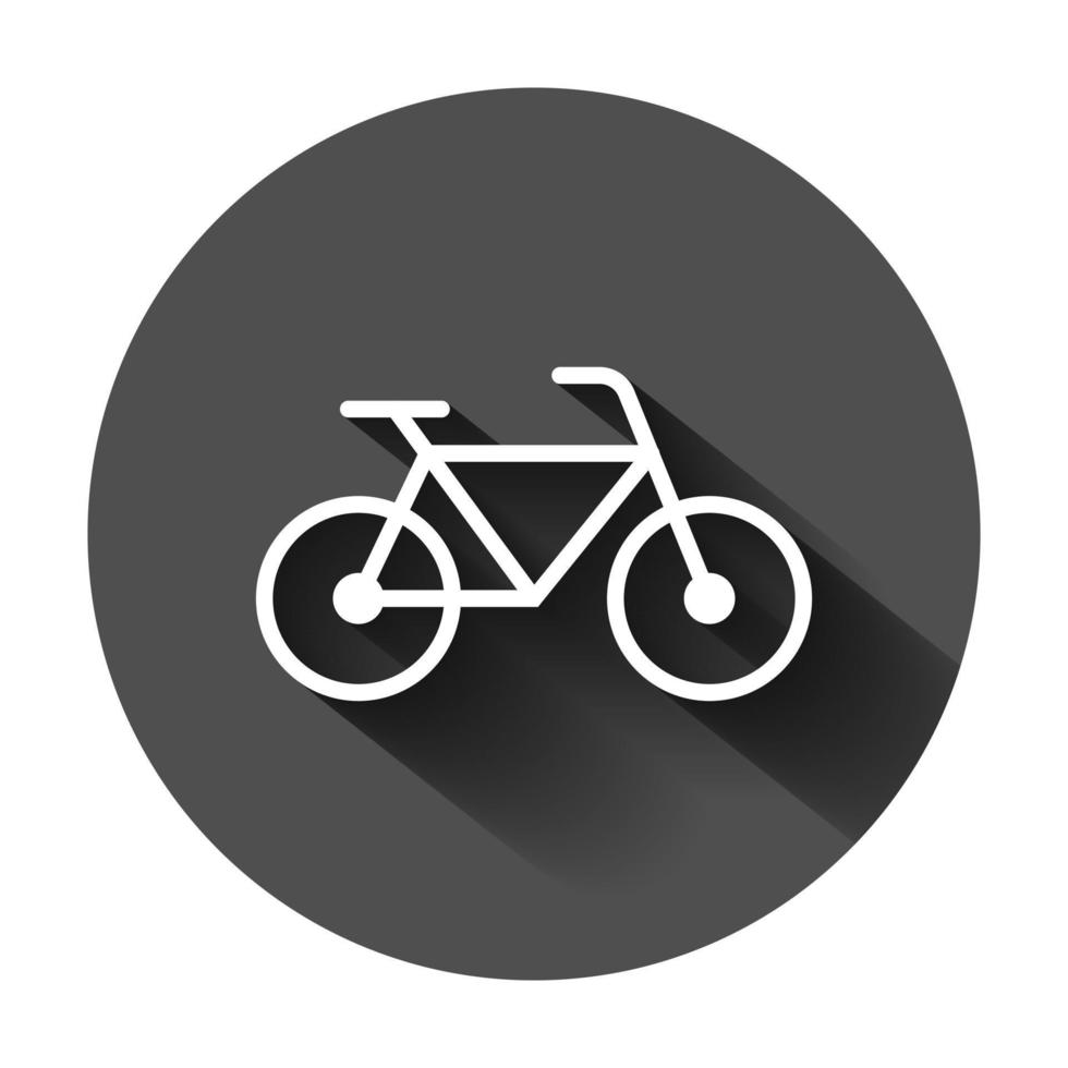 fiets teken icoon in vlak stijl. fiets vector illustratie Aan zwart ronde achtergrond met lang schaduw. wielersport bedrijf concept.