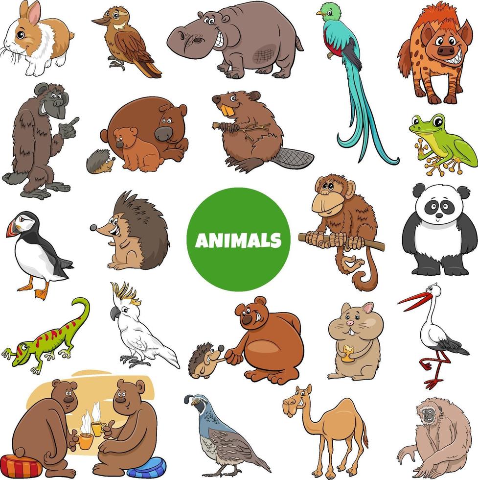 cartoon wilde dieren karakters grote reeks vector