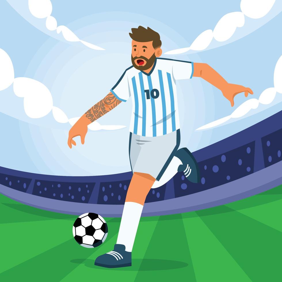 lionel messi dribbelen de bal vector