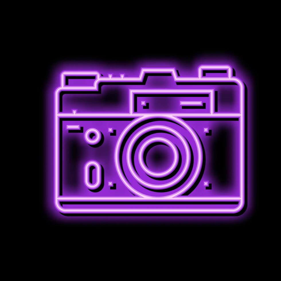 foto camera retro apparaatje neon gloed icoon illustratie vector