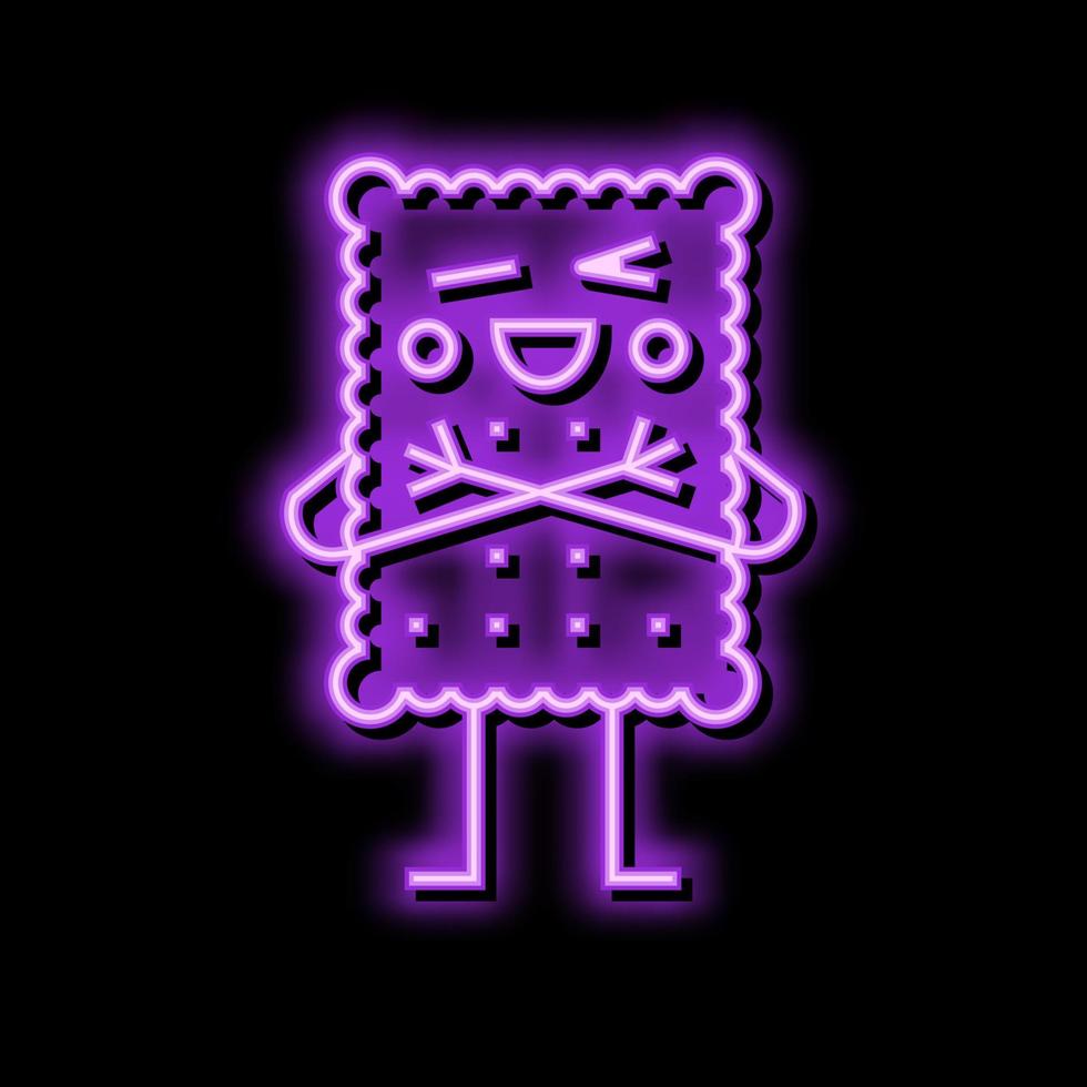 biscuit toetje karakter toetje karakter neon gloed icoon illustratie vector