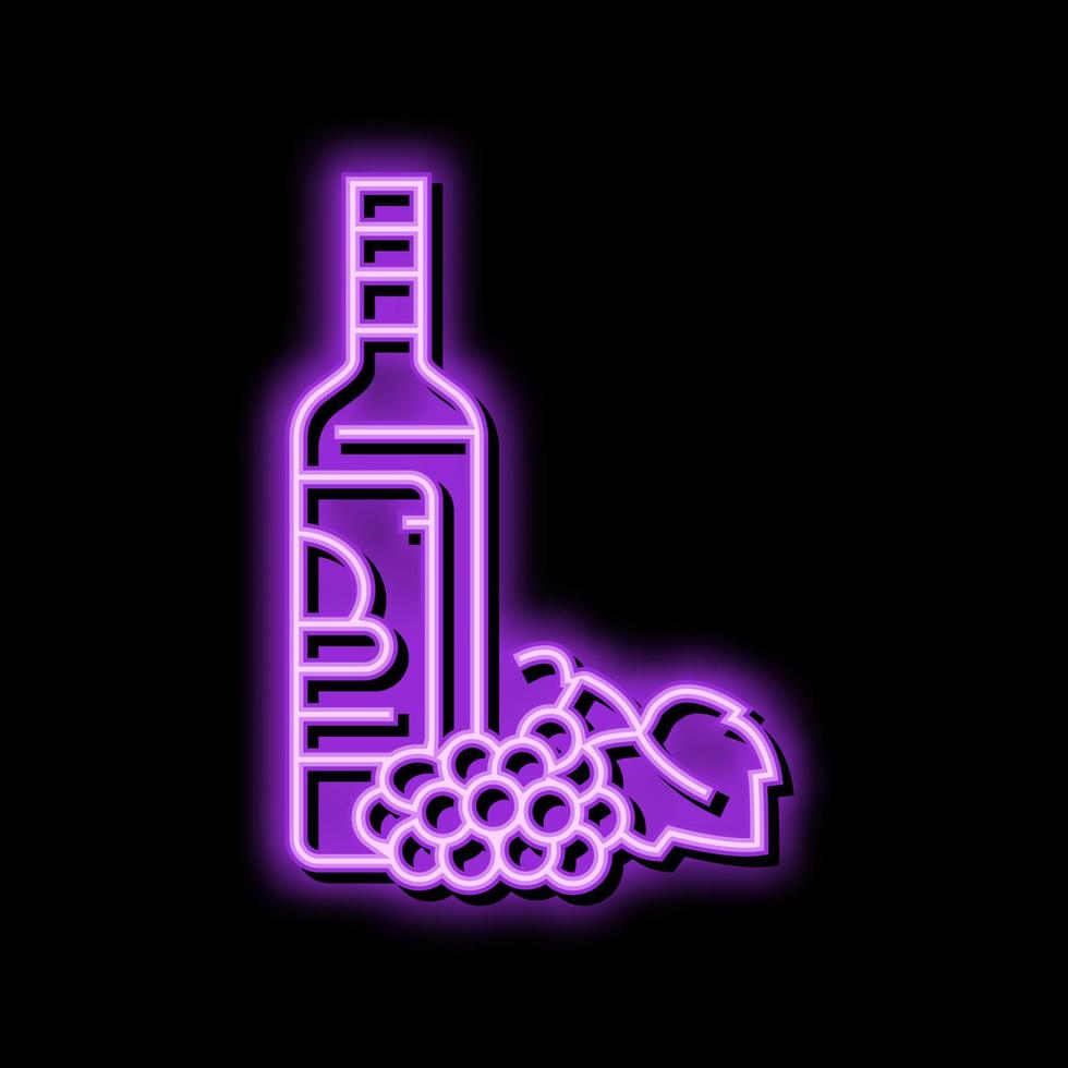 wijn wit druiven fles neon gloed icoon illustratie vector