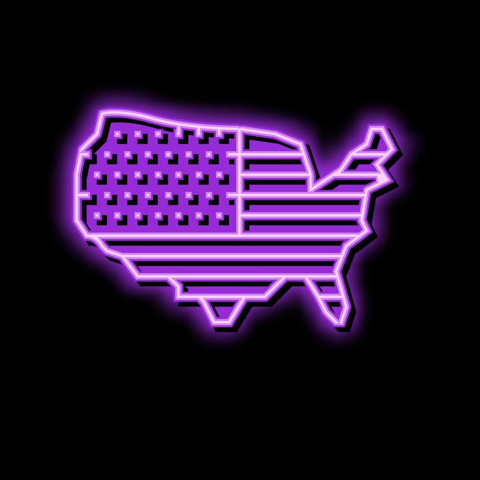 Verenigde Staten van Amerika land kaart vlag neon gloed icoon illustratie vector