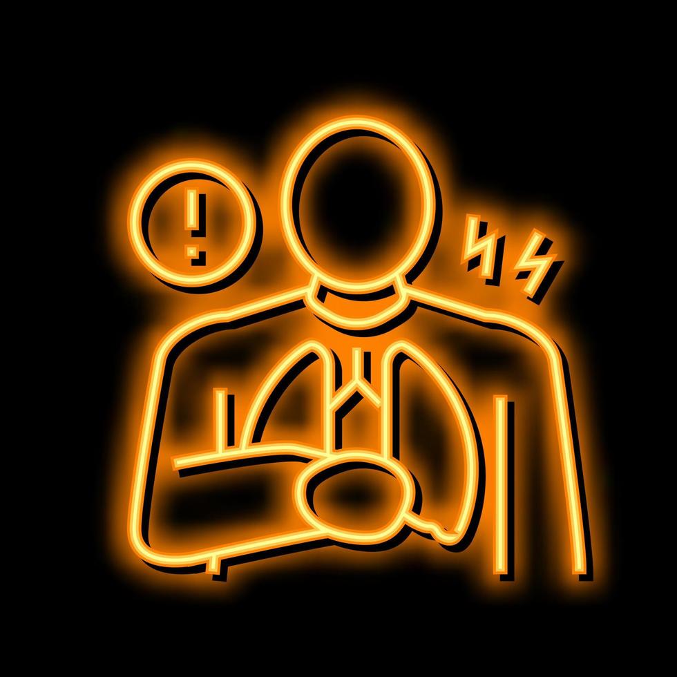 borst pijn symptoom mesothelioom neon gloed icoon illustratie vector