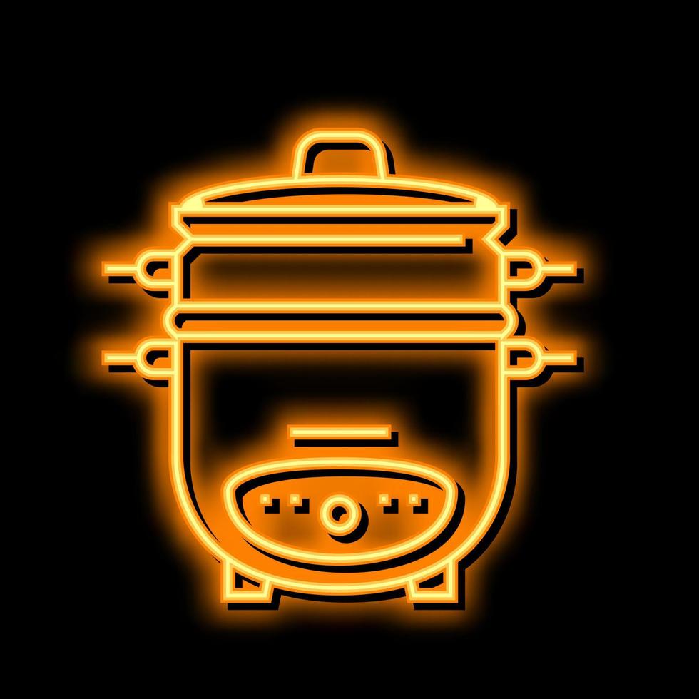 kookplaat rijst- apparaat neon gloed icoon illustratie vector