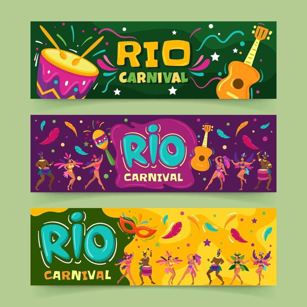 Rio carnaval banners festival vector