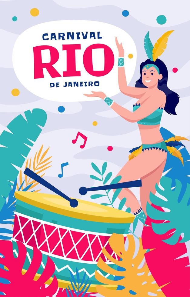 rio de janeiro carnaval met Braziliaanse danseres vector