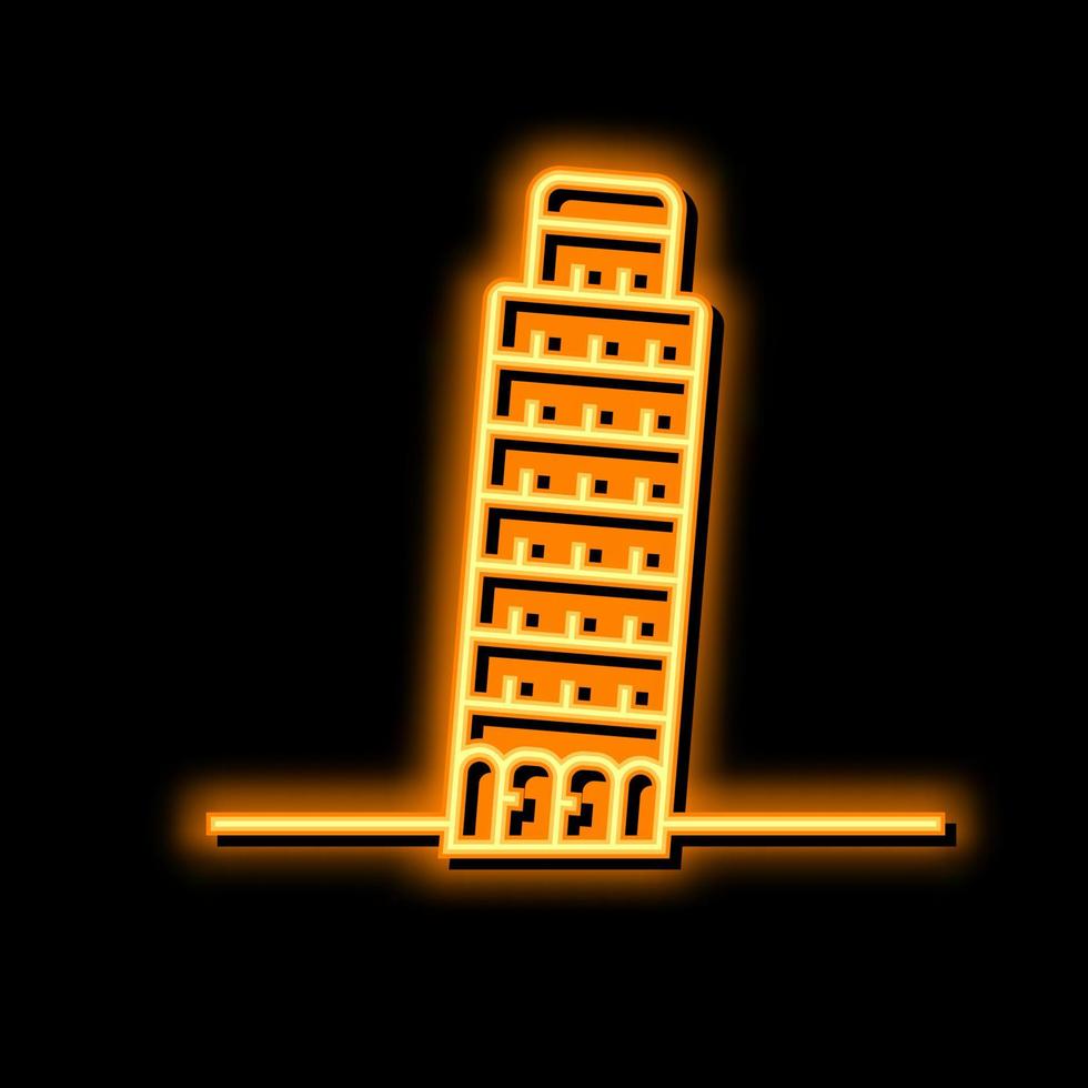 leunend toren van Pisa neon gloed icoon illustratie vector