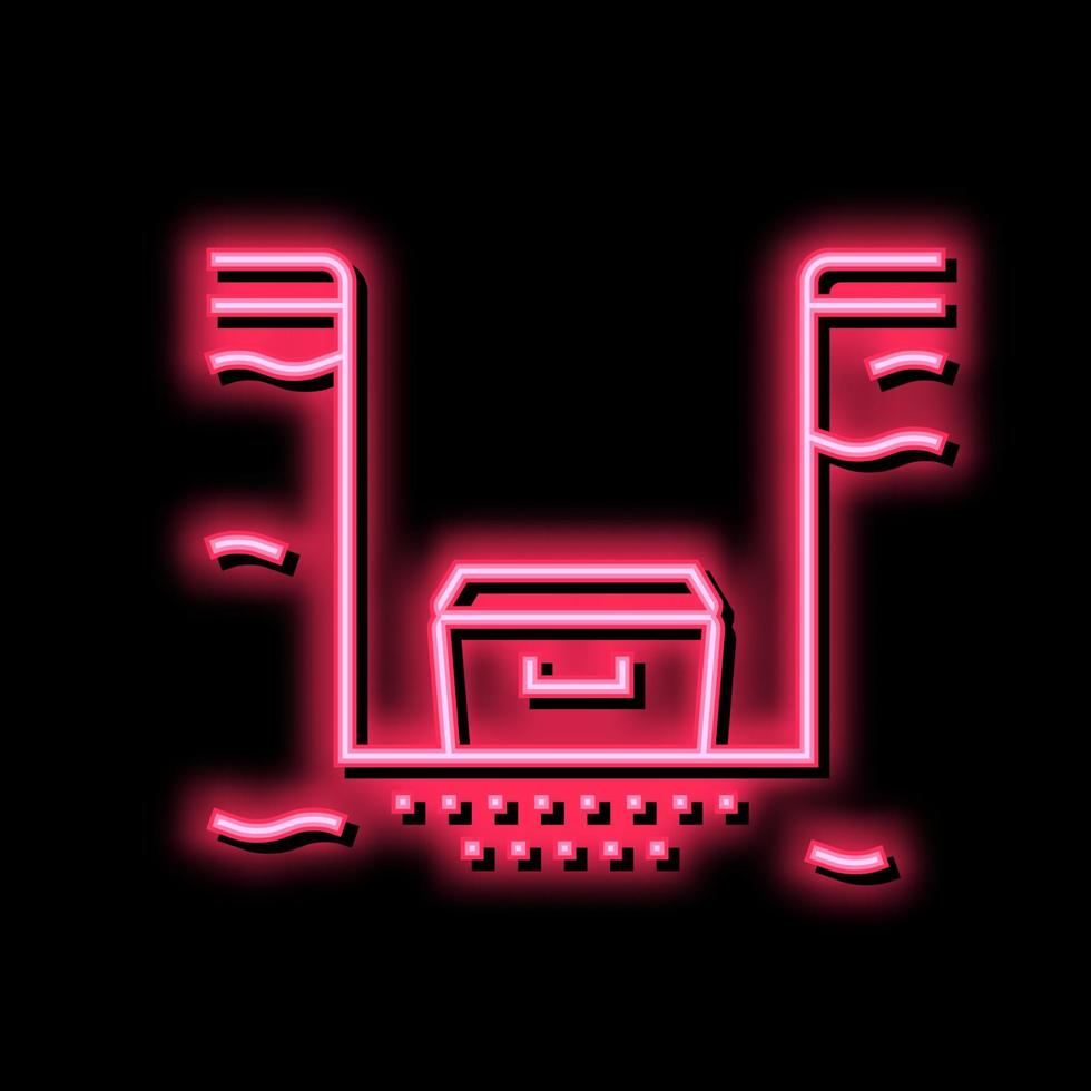 lijkkist in begrafenis pit neon gloed icoon illustratie vector