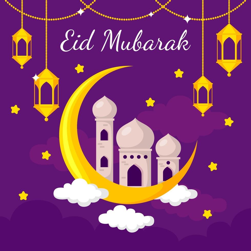 eid mubarak in platte ontwerpstijl vector