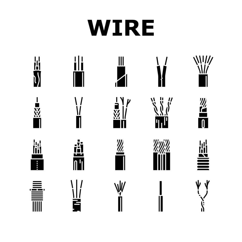 draad kabel technologie verbinding pictogrammen reeks vector