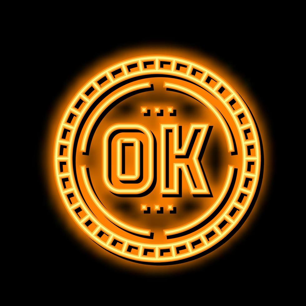 OK kwaliteit neon gloed icoon illustratie vector