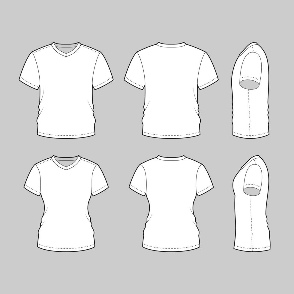 wit t-shirt sjabloon voor mannen en Dames vector