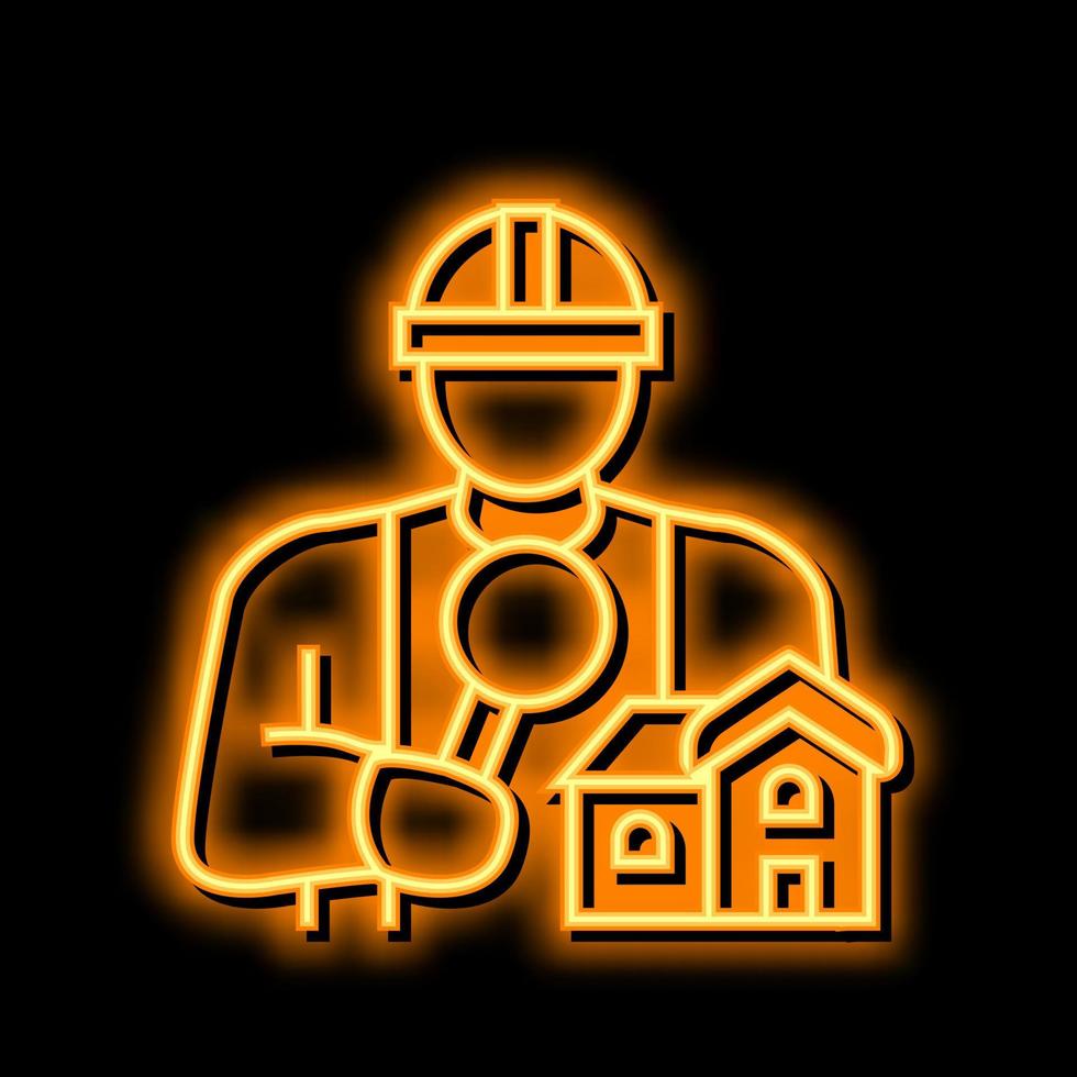 huis inspecteur neon gloed icoon illustratie vector