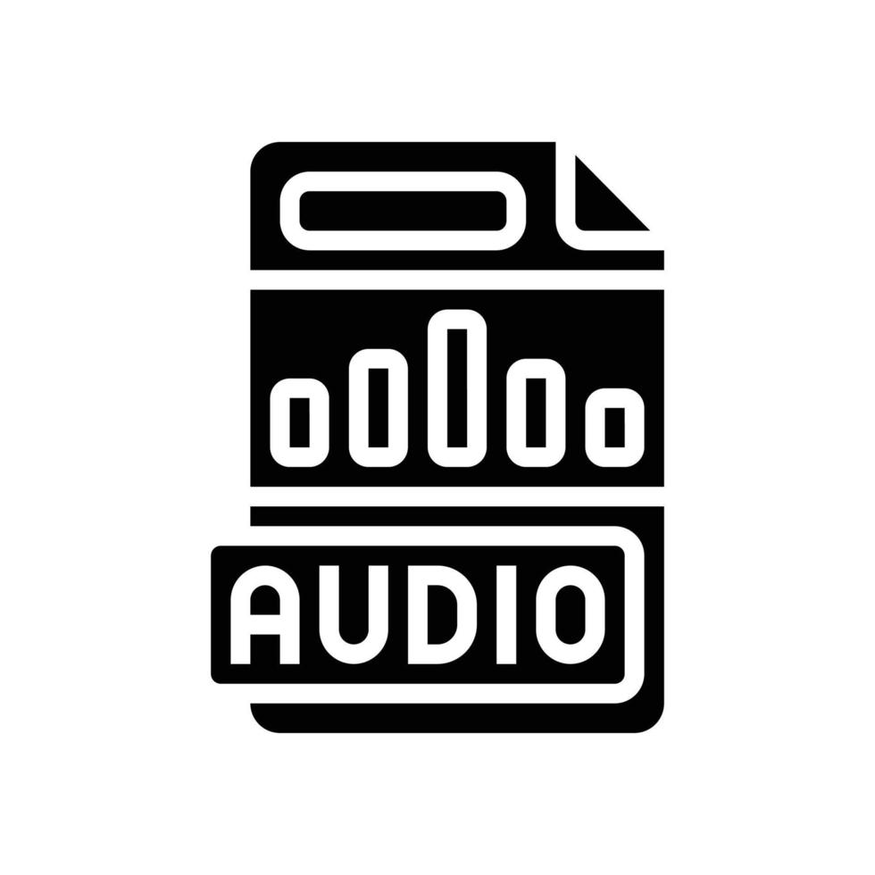 audio het dossier formaat document glyph icoon vector illustratie